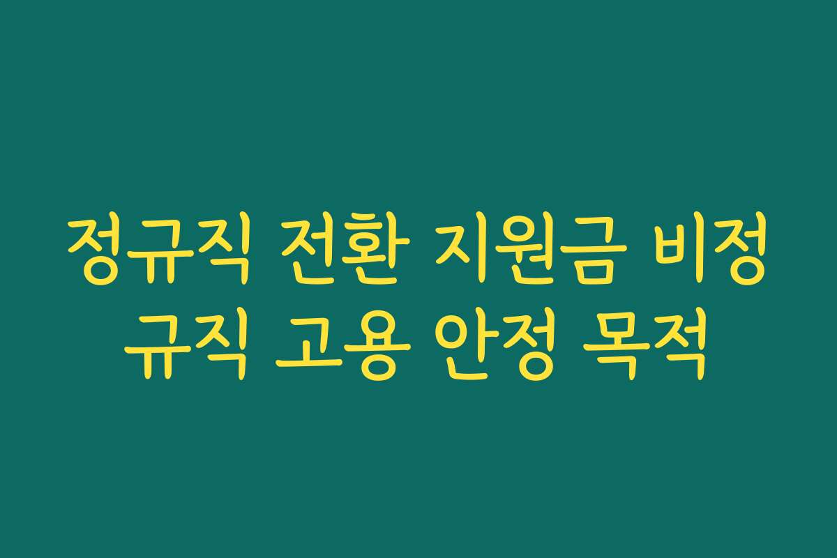 정규직 전환 지원금 비정규직 고용 안정 목적