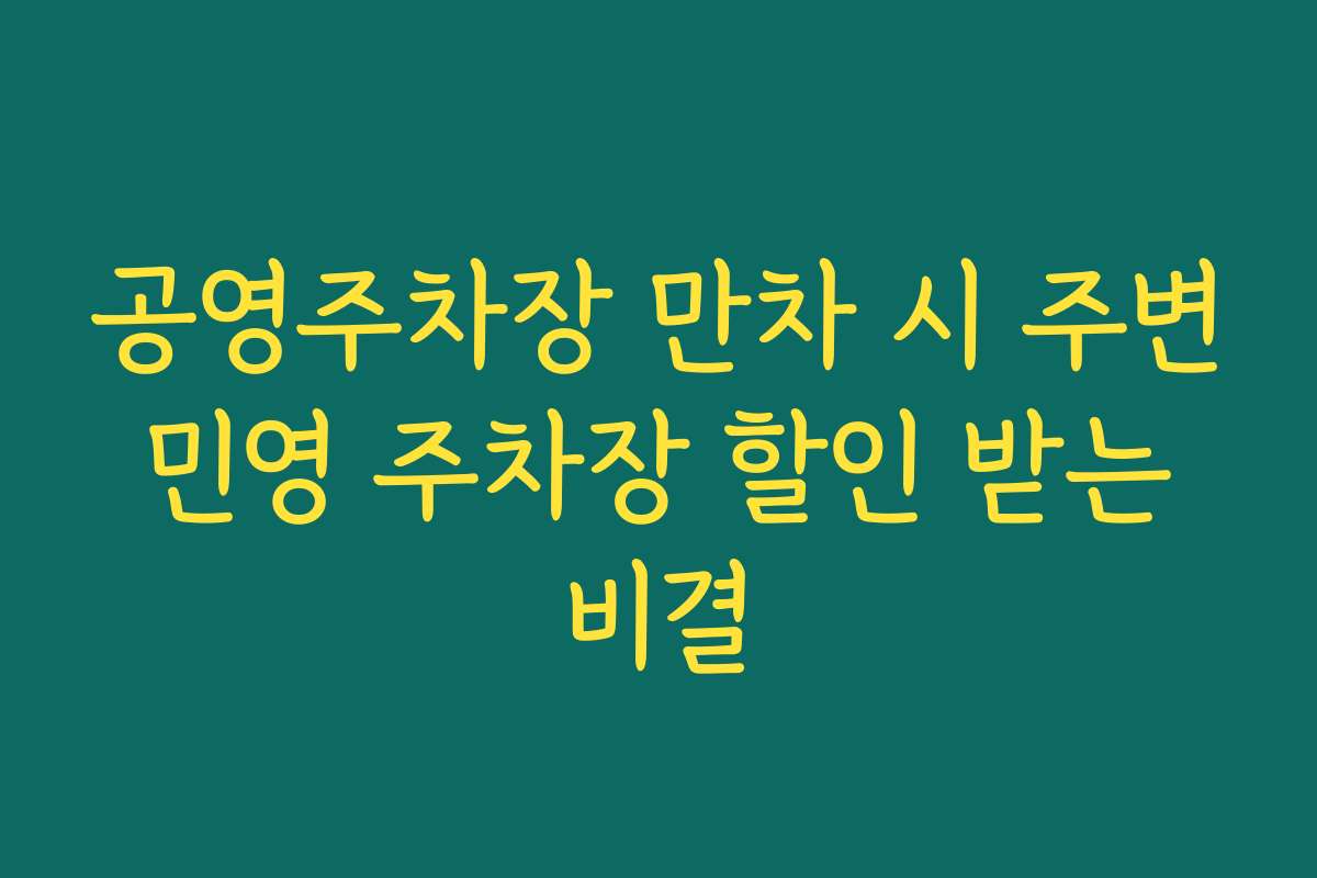 공영주차장 만차 시 주변 민영 주차장 할인 받는 비결