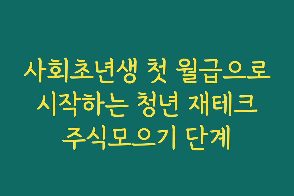 사회초년생 첫 월급으로 시작하는 청년 재테크 주식모으기 단계