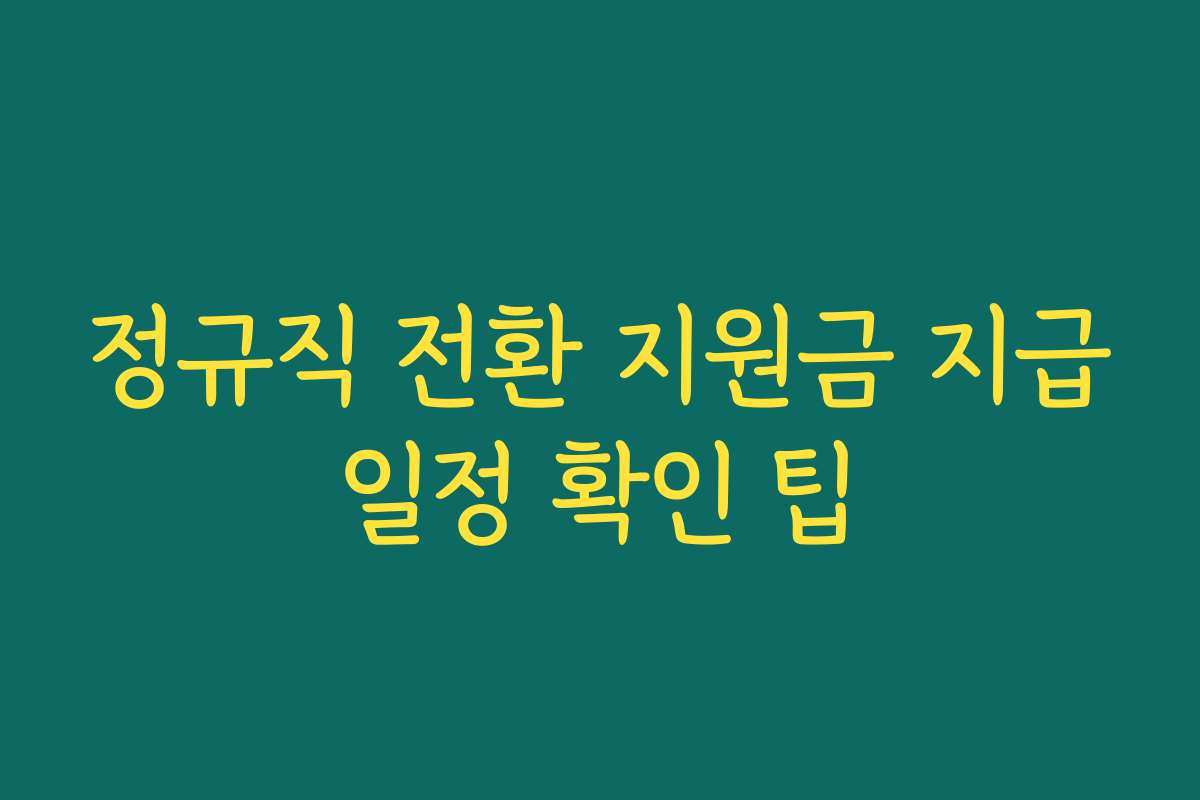 정규직 전환 지원금 지급일정 확인 팁