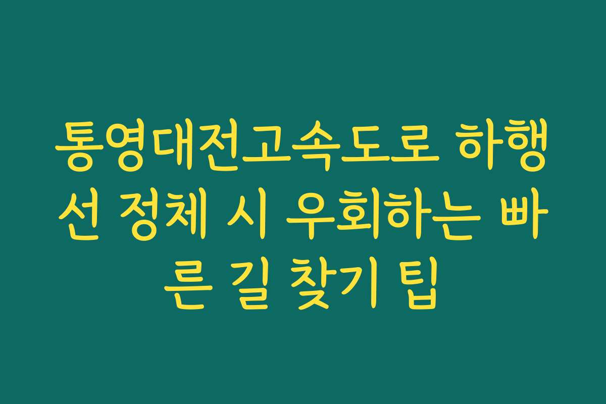 통영대전고속도로 하행선 정체 시 우회하는 빠른 길 찾기 팁