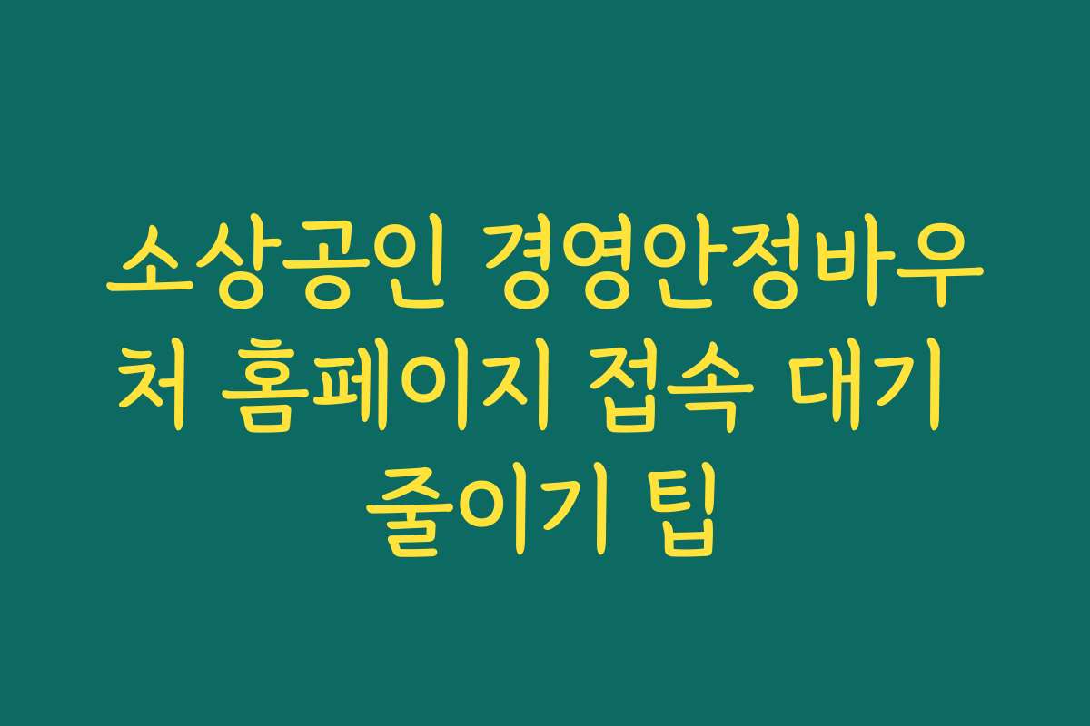 소상공인 경영안정바우처 홈페이지 접속 대기 줄이기 팁
