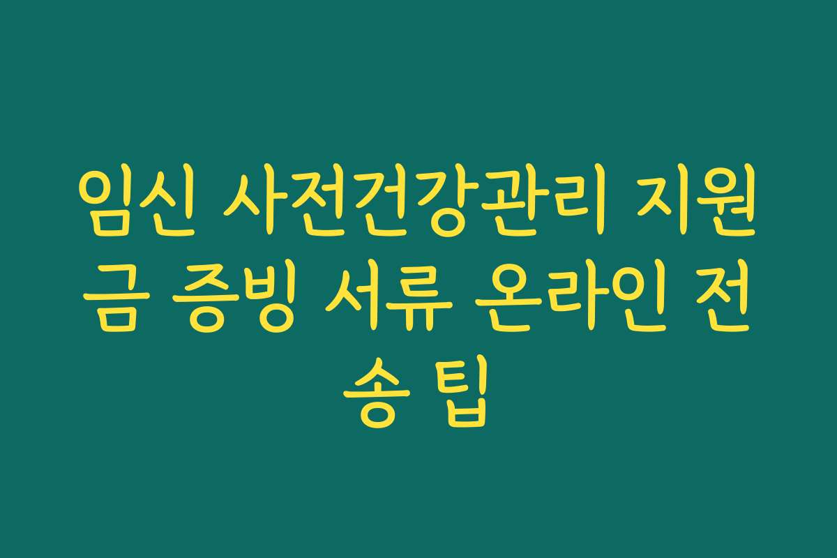 임신 사전건강관리 지원금 증빙 서류 온라인 전송 팁