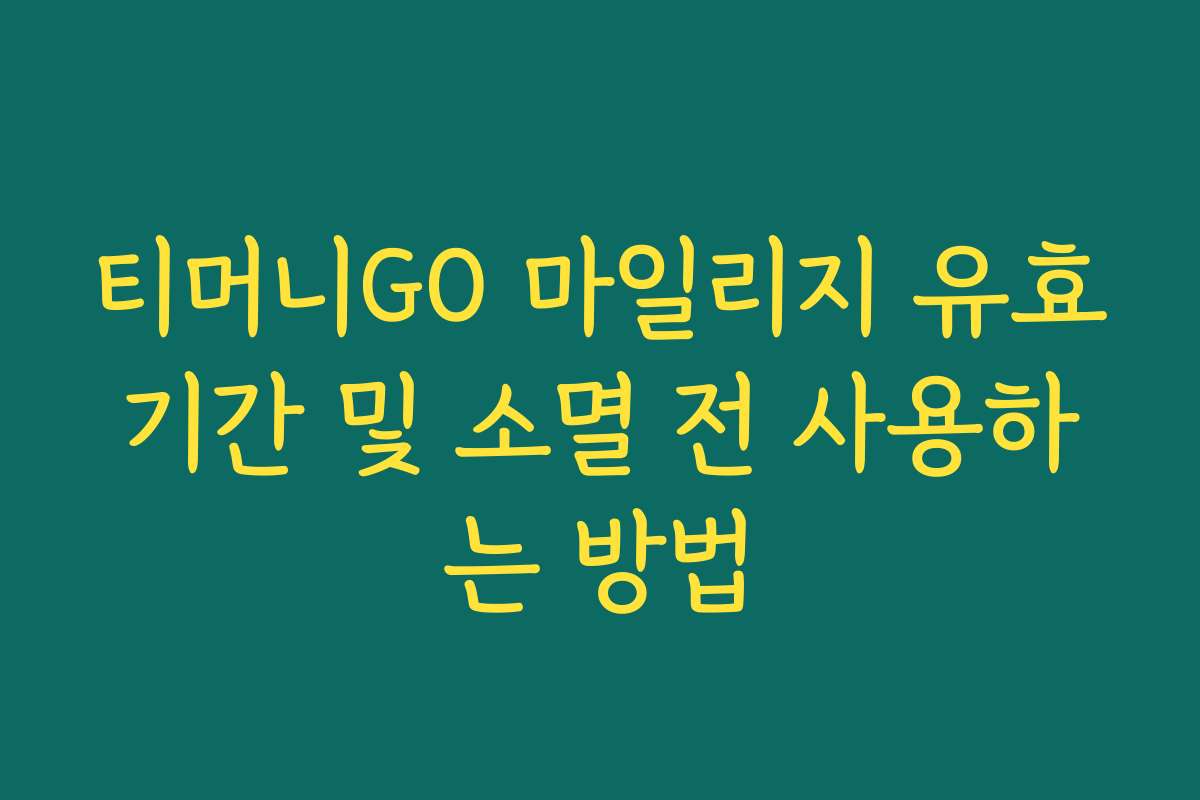 티머니GO 마일리지 유효기간 및 소멸 전 사용하는 방법