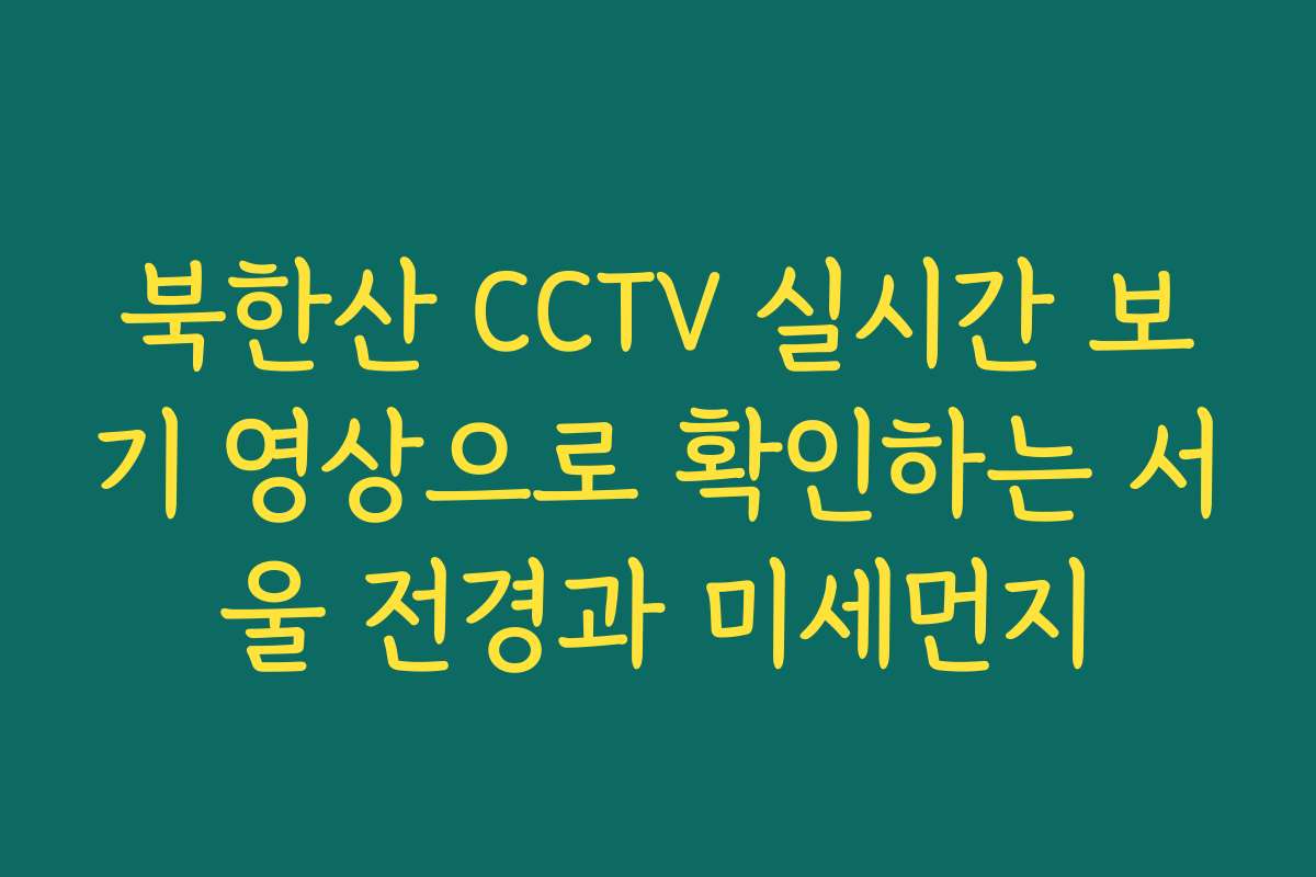 북한산 CCTV 실시간 보기 영상으로 확인하는 서울 전경과 미세먼지