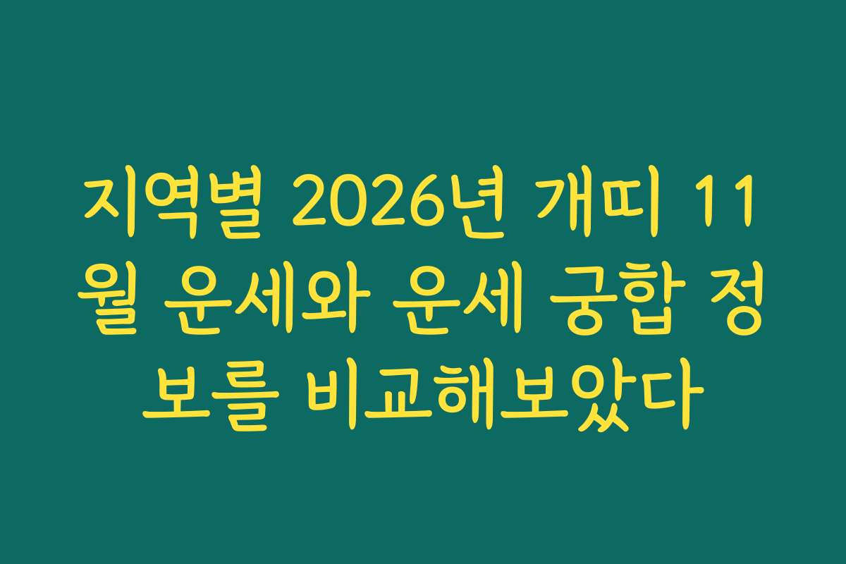 지역별 2026년 개띠 11월 운세와 운세 궁합 정보를 비교해보았다