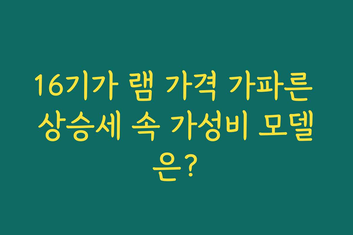 16기가 램 가격 가파른 상승세 속 가성비 모델은?
