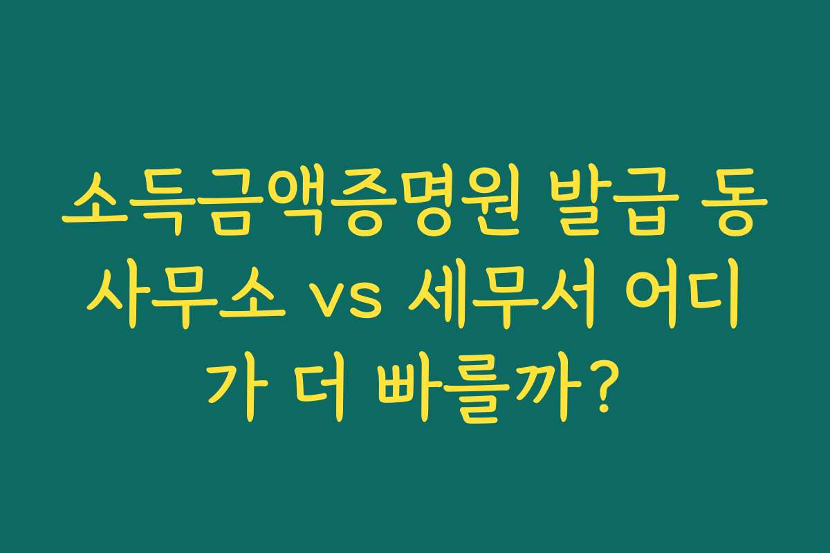 소득금액증명원 발급 동사무소 vs 세무서 어디가 더 빠를까?