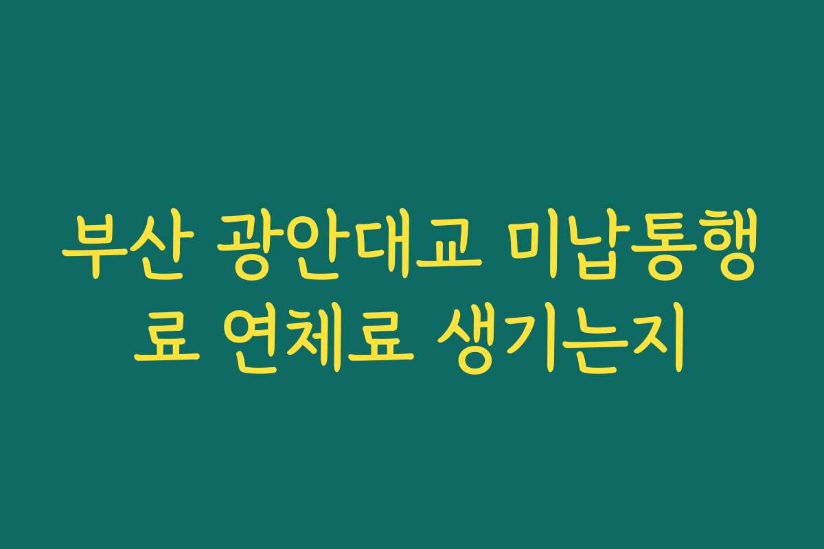 부산 광안대교 미납통행료 연체료 생기는지