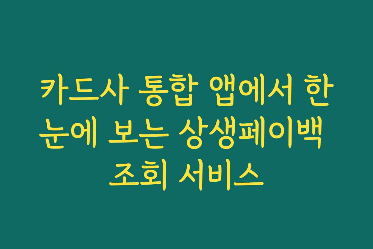 카드사 통합 앱에서 한눈에 보는 상생페이백 조회 서비스