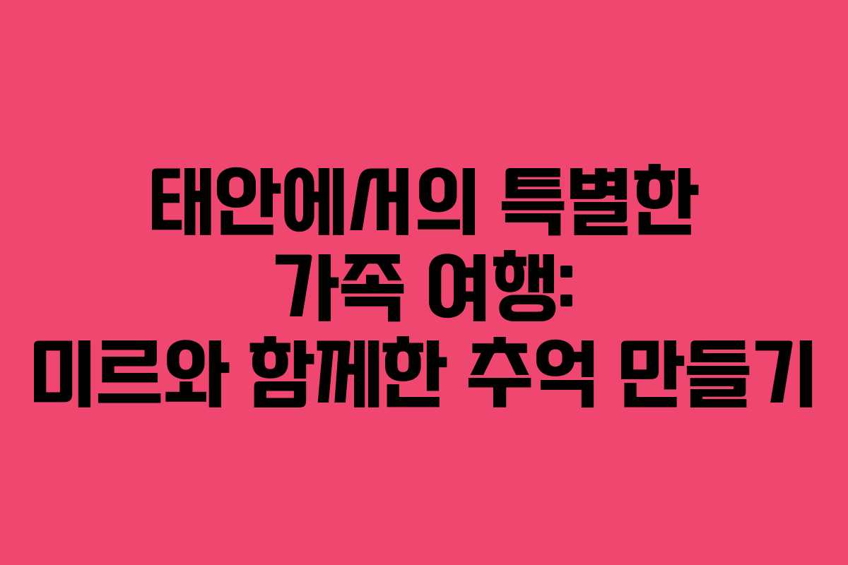 태안에서의 특별한 가족 여행: 미르와 함께한 추억 만들기