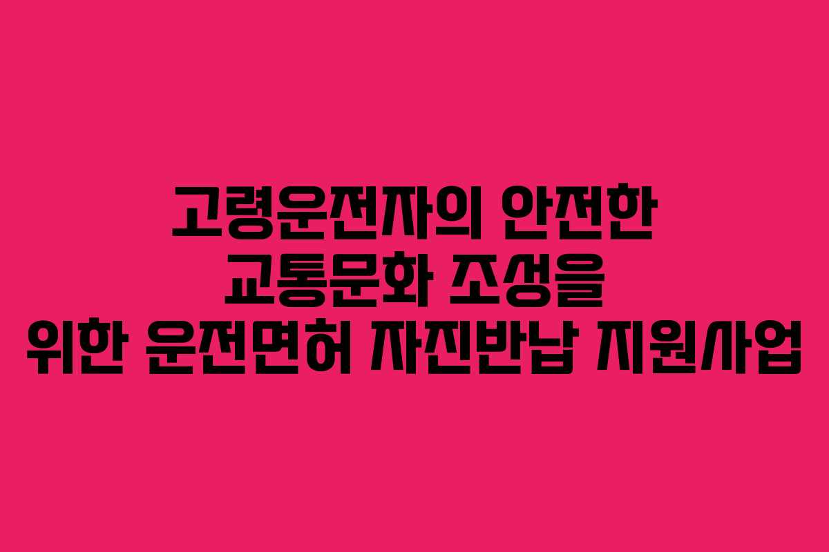 고령운전자의 안전한 교통문화 조성을 위한 운전면허 자진반납 지원사업