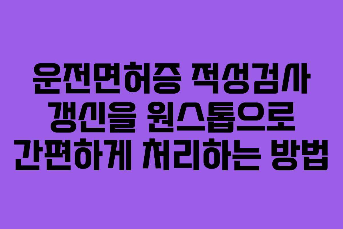 운전면허증 적성검사 갱신을 원스톱으로 간편하게 처리하는 방법