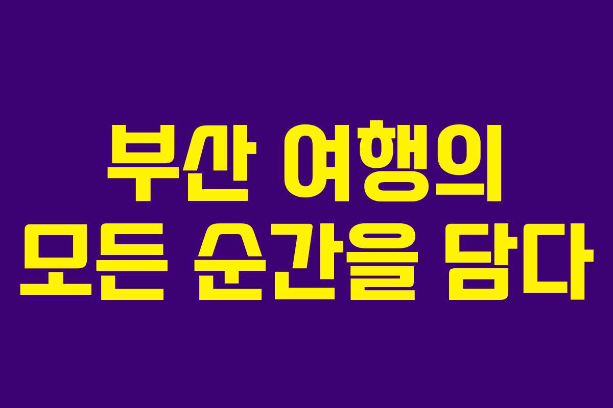 부산 여행의 모든 순간을 담다