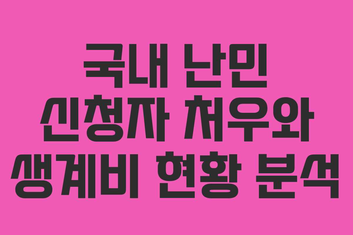 국내 난민 신청자 처우와 생계비 현황 분석