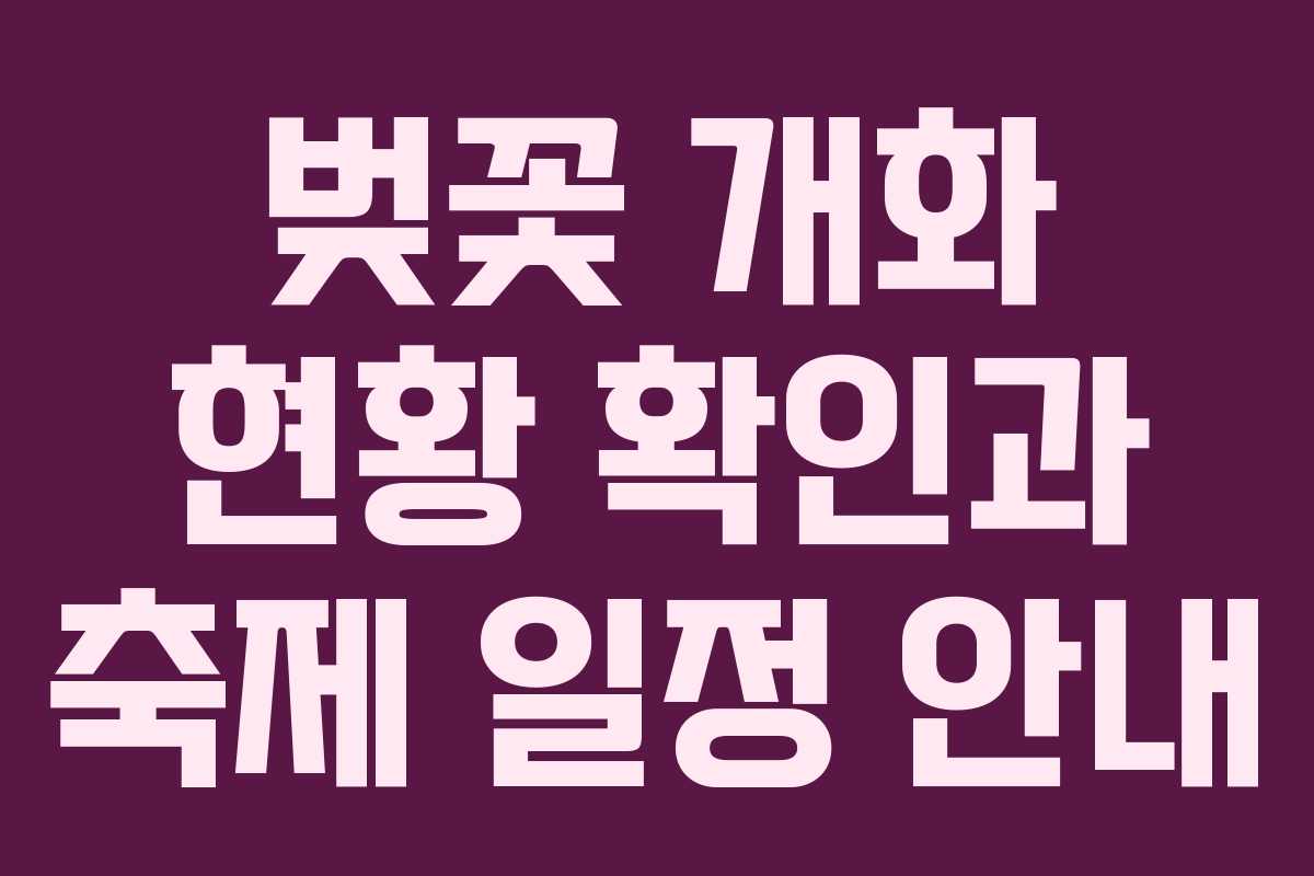 벚꽃 개화 현황 확인과 축제 일정 안내