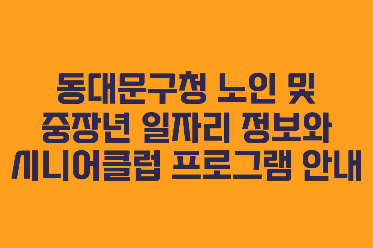 동대문구청 노인 및 중장년 일자리 정보와 시니어클럽 프로그램 안내