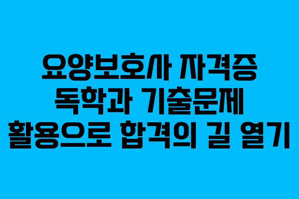 요양보호사 자격증 독학과 기출문제 활용으로 합격의 길 열기