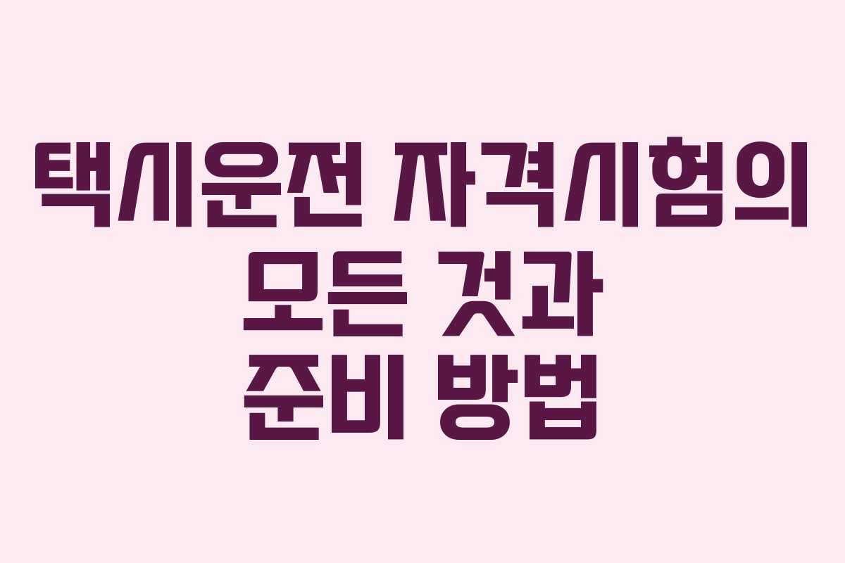 택시운전 자격시험의 모든 것과 준비 방법