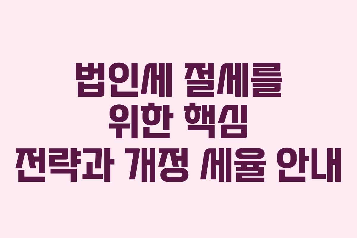 법인세 절세를 위한 핵심 전략과 개정 세율 안내