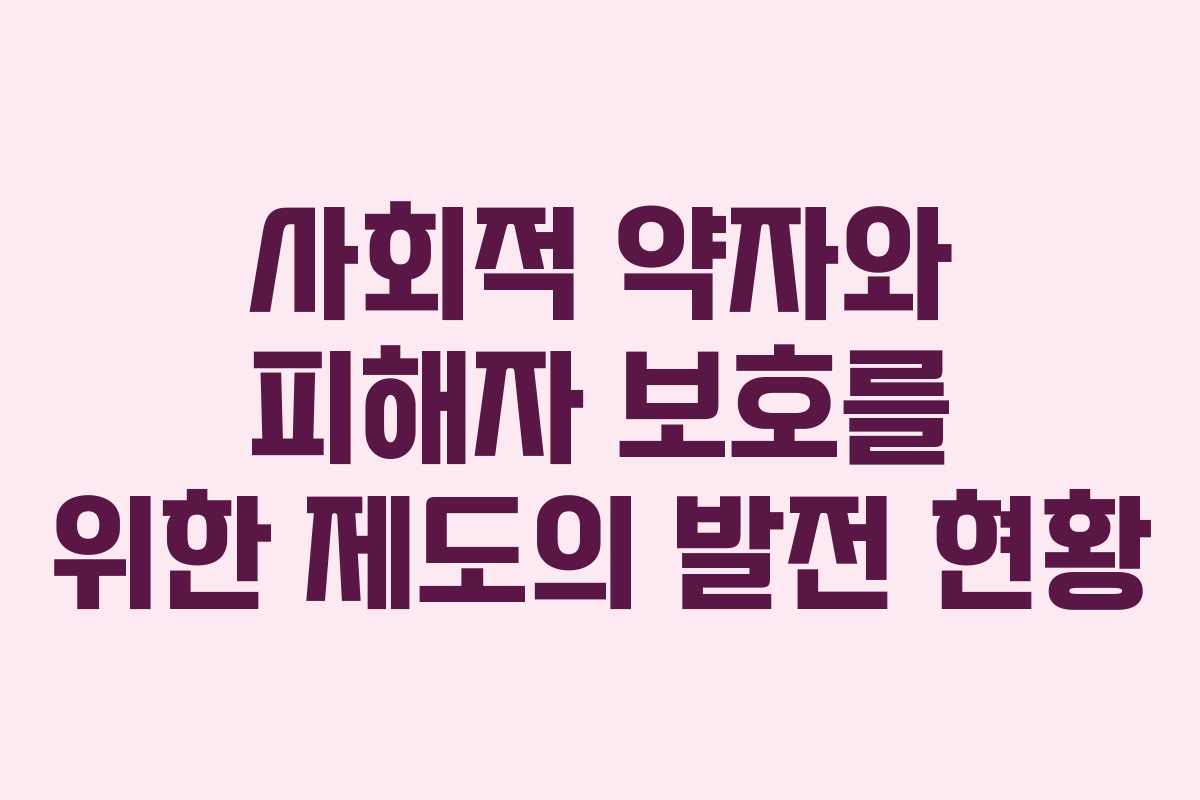 사회적 약자와 피해자 보호를 위한 제도의 발전 현황