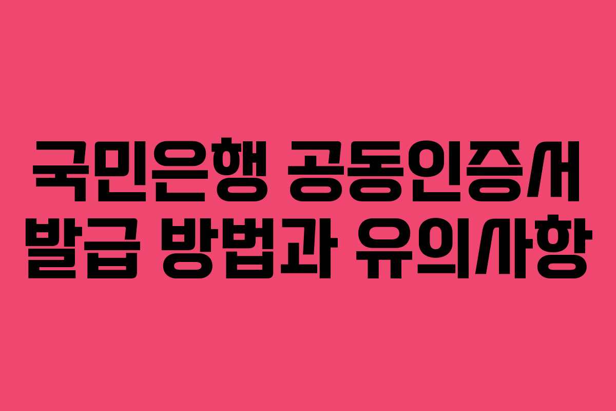 국민은행 공동인증서 발급 방법과 유의사항