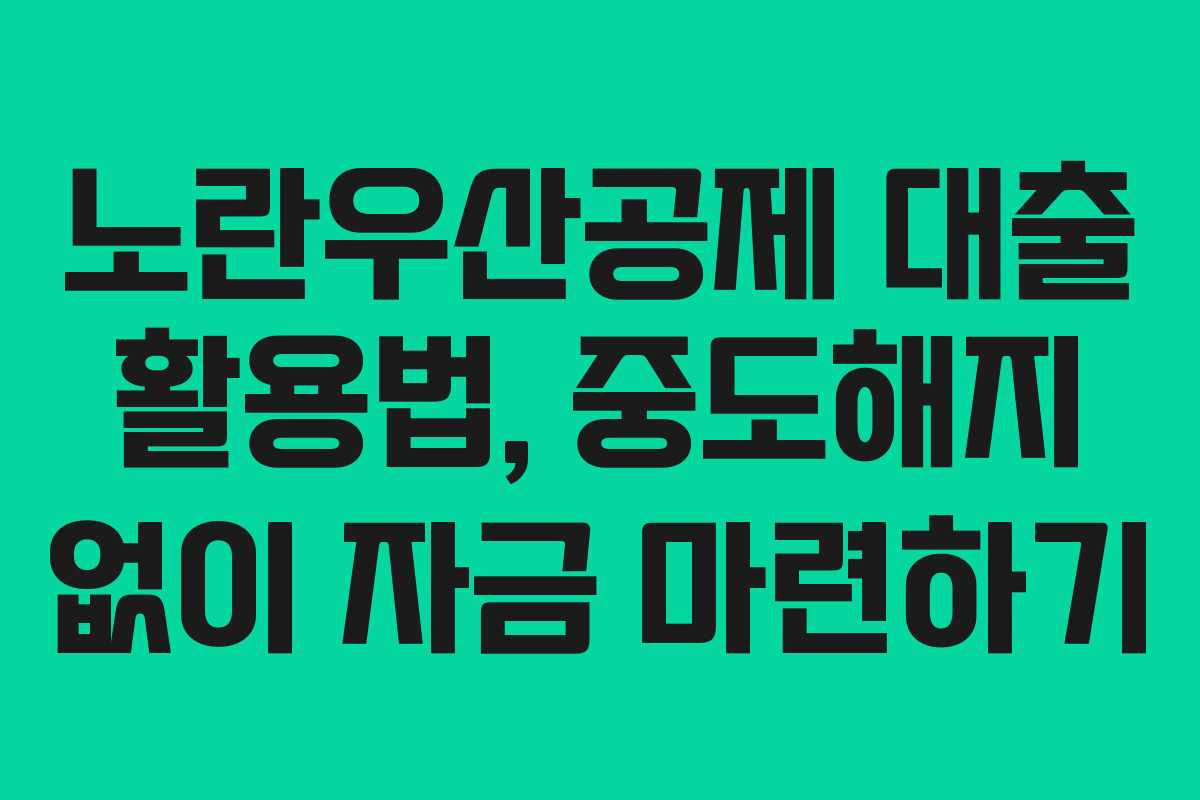 노란우산공제 대출 활용법, 중도해지 없이 자금 마련하기