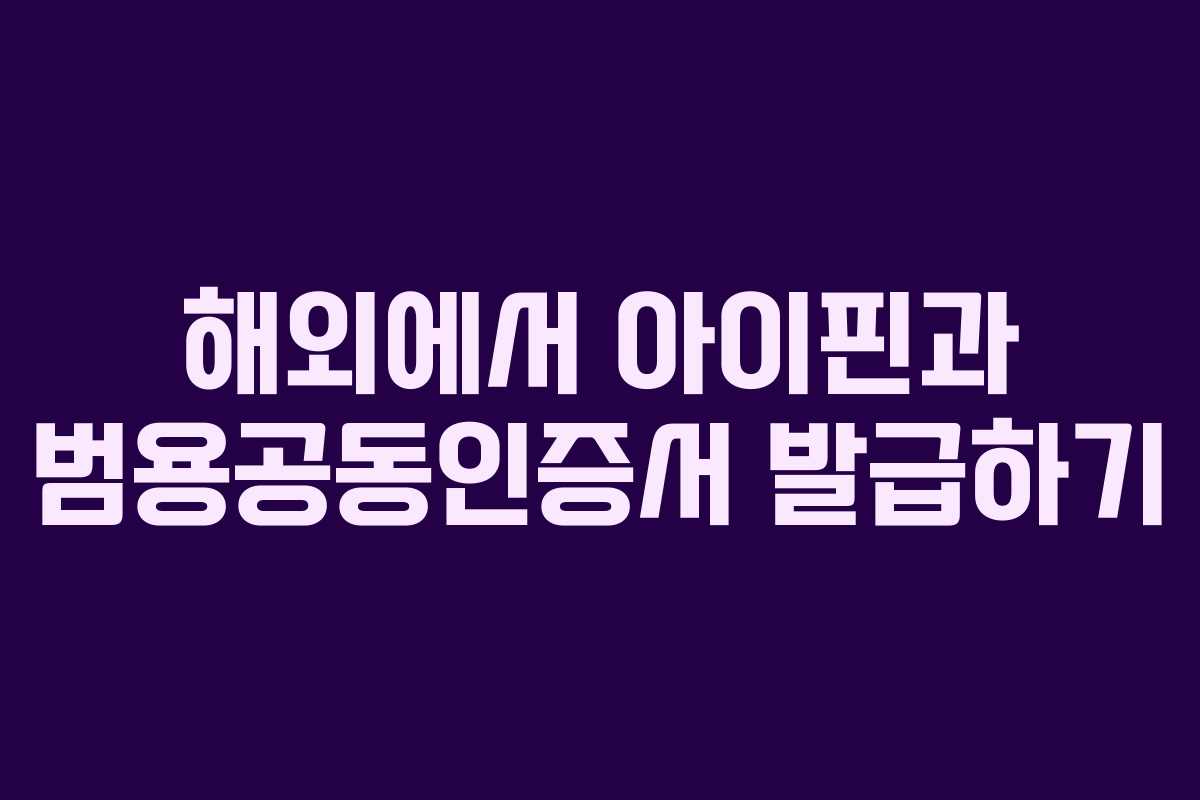 해외에서 아이핀과 범용공동인증서 발급하기