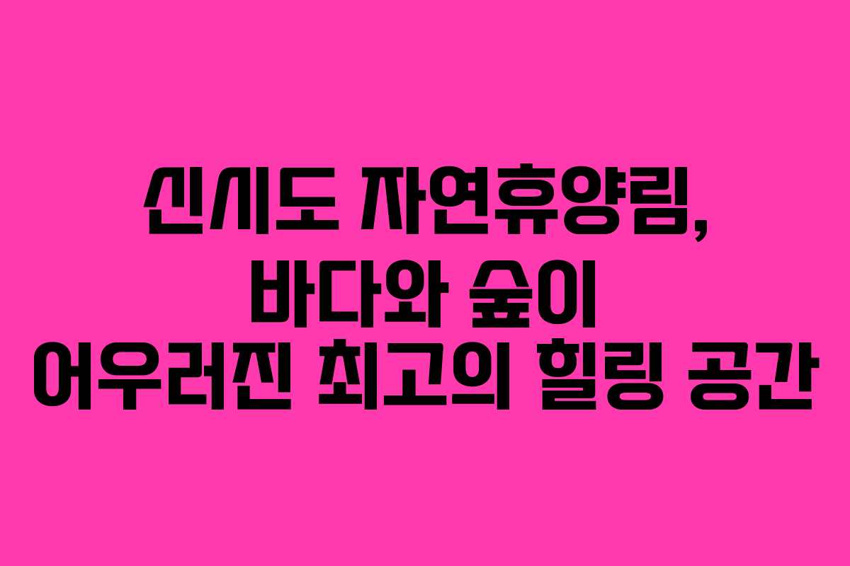 신시도 자연휴양림, 바다와 숲이 어우러진 최고의 힐링 공간