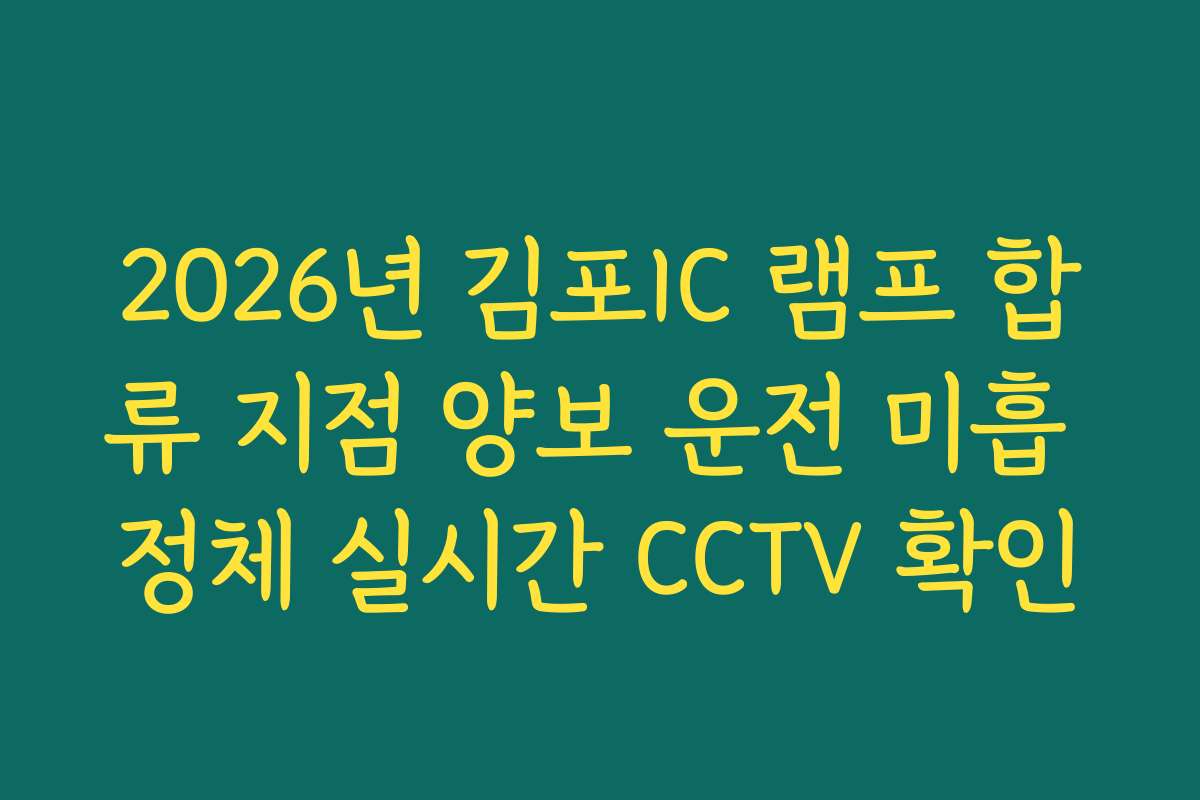 2026년 김포IC 램프 합류 지점 양보 운전 미흡 정체 실시간 CCTV 확인