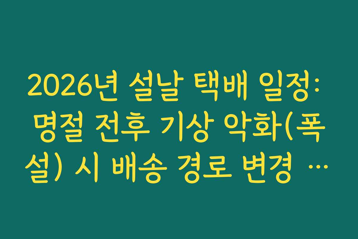 2026년 설날 택배 일정: 명절 전후 기상 악화(폭설) 시 배송 경로 변경 안내