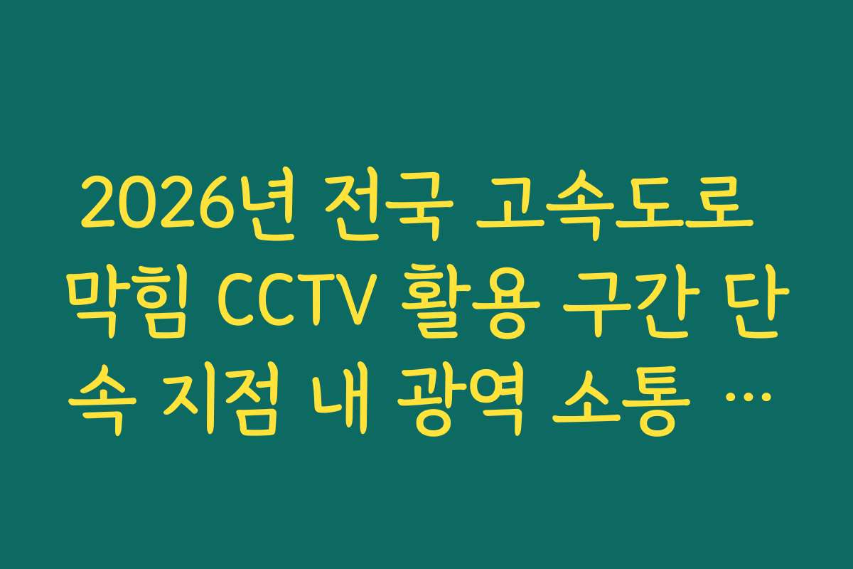 2026년 전국 고속도로 막힘 CCTV 활용 구간 단속 지점 내 광역 소통 분석