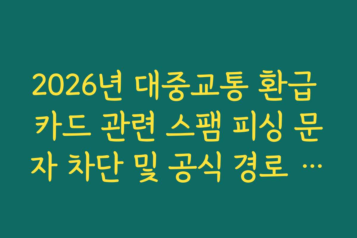 2026년 대중교통 환급 카드 관련 스팸 피싱 문자 차단 및 공식 경로 확인