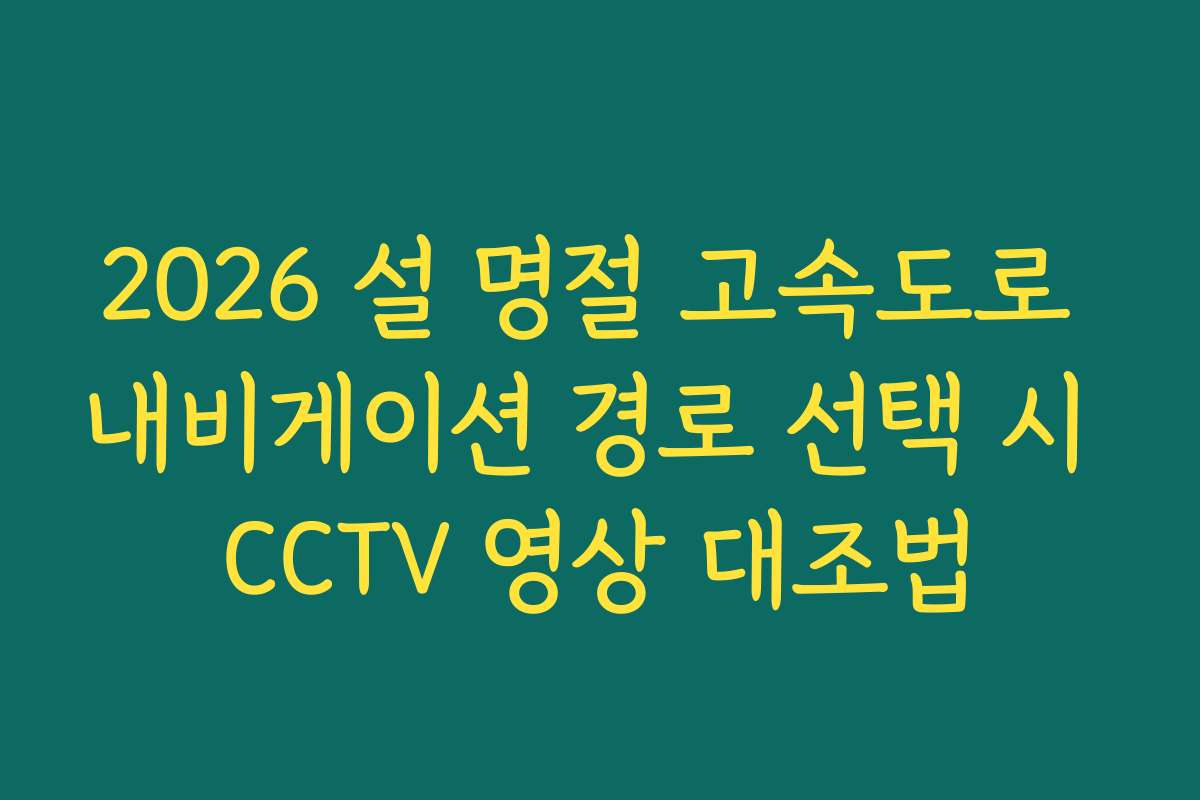 2026 설 명절 고속도로 내비게이션 경로 선택 시 CCTV 영상 대조법