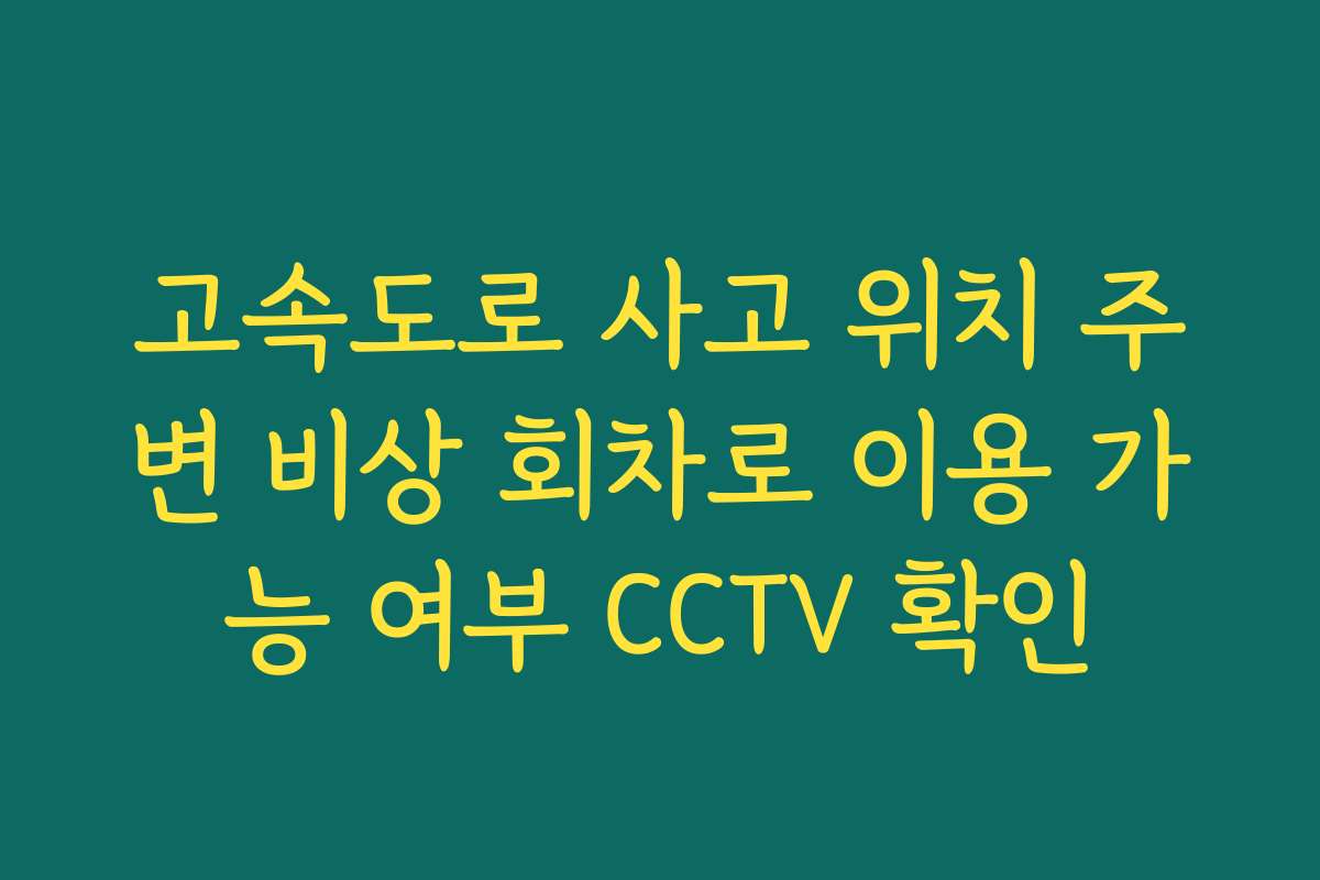 고속도로 사고 위치 주변 비상 회차로 이용 가능 여부 CCTV 확인