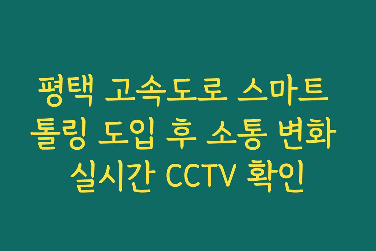 평택 고속도로 스마트 톨링 도입 후 소통 변화 실시간 CCTV 확인