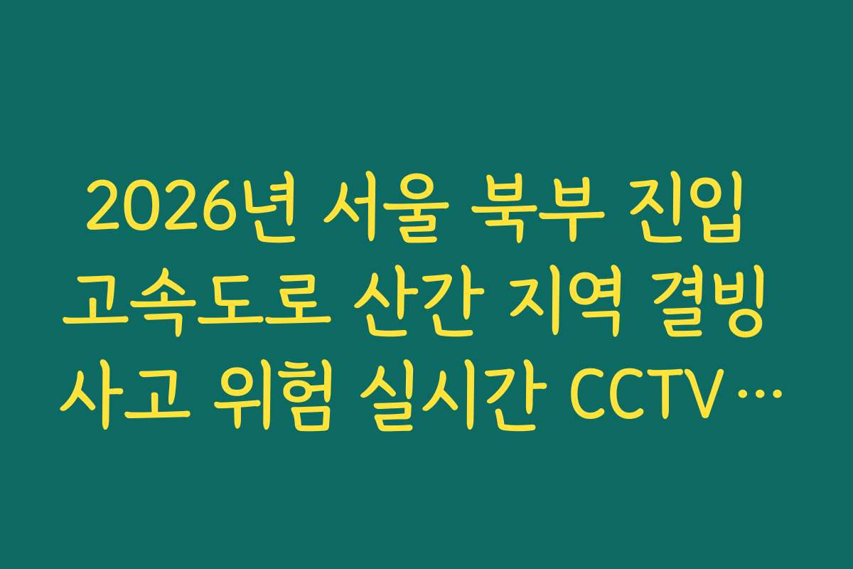 2026년 서울 북부 진입 고속도로 산간 지역 결빙 사고 위험 실시간 CCTV 확인