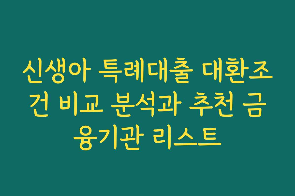 신생아 특례대출 대환조건 비교 분석과 추천 금융기관 리스트