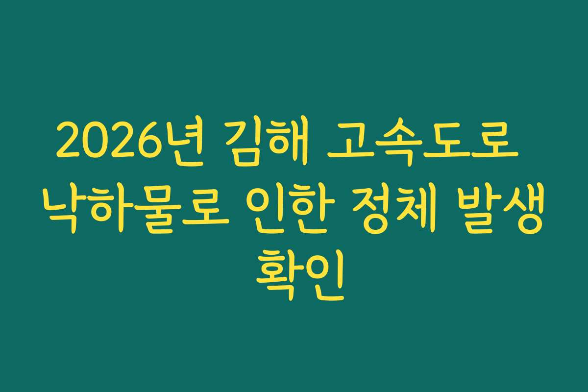 2026년 김해 고속도로 낙하물로 인한 정체 발생 확인