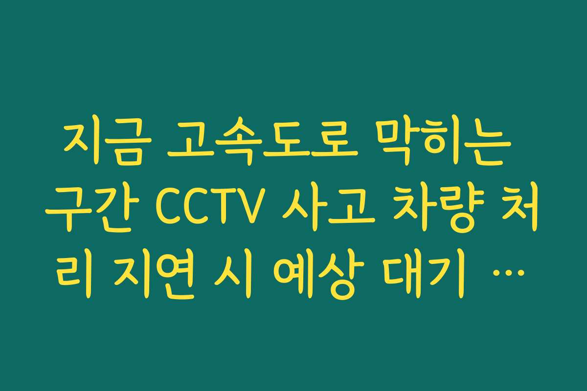 지금 고속도로 막히는 구간 CCTV 사고 차량 처리 지연 시 예상 대기 시간