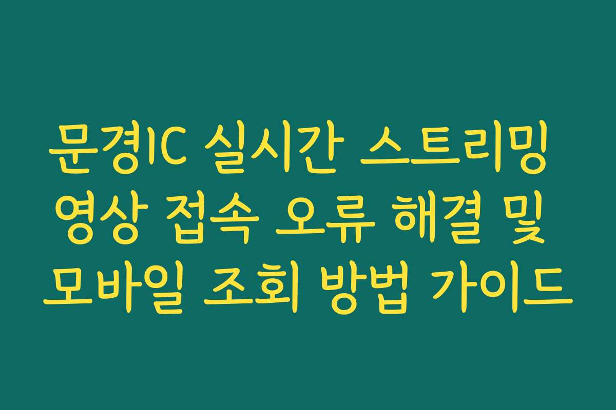 문경IC 실시간 스트리밍 영상 접속 오류 해결 및 모바일 조회 방법 가이드