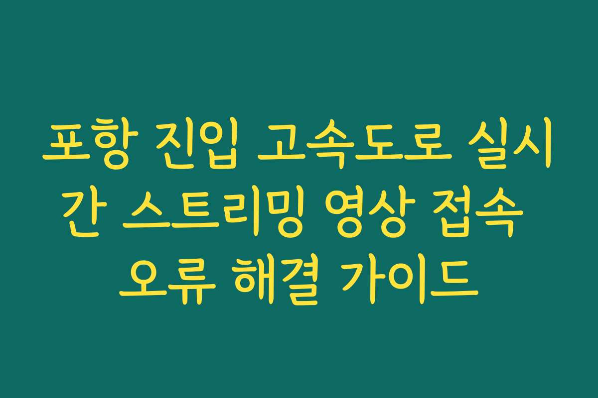 포항 진입 고속도로 실시간 스트리밍 영상 접속 오류 해결 가이드