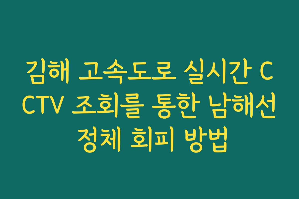김해 고속도로 실시간 CCTV 조회를 통한 남해선 정체 회피 방법