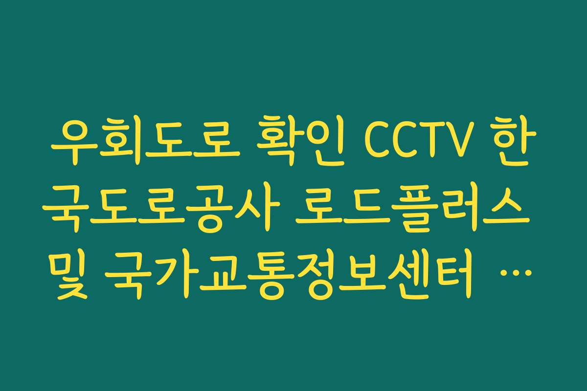 우회도로 확인 CCTV 한국도로공사 로드플러스 및 국가교통정보센터 활용법