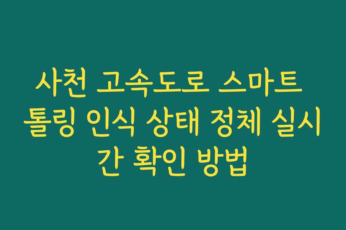 사천 고속도로 스마트 톨링 인식 상태 정체 실시간 확인 방법