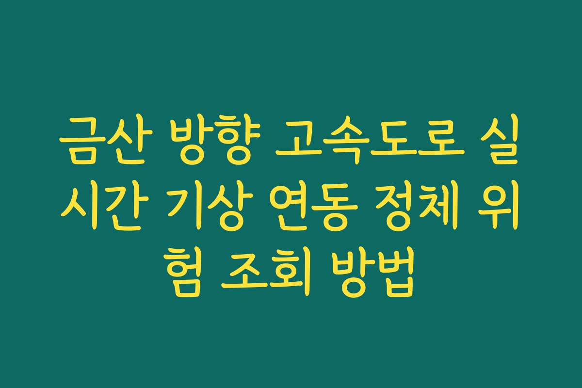 금산 방향 고속도로 실시간 기상 연동 정체 위험 조회 방법