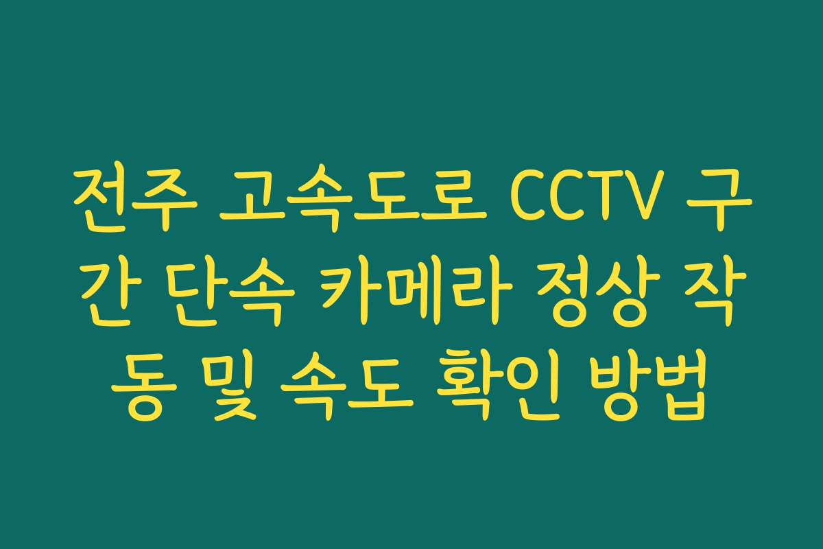 전주 고속도로 CCTV 구간 단속 카메라 정상 작동 및 속도 확인 방법