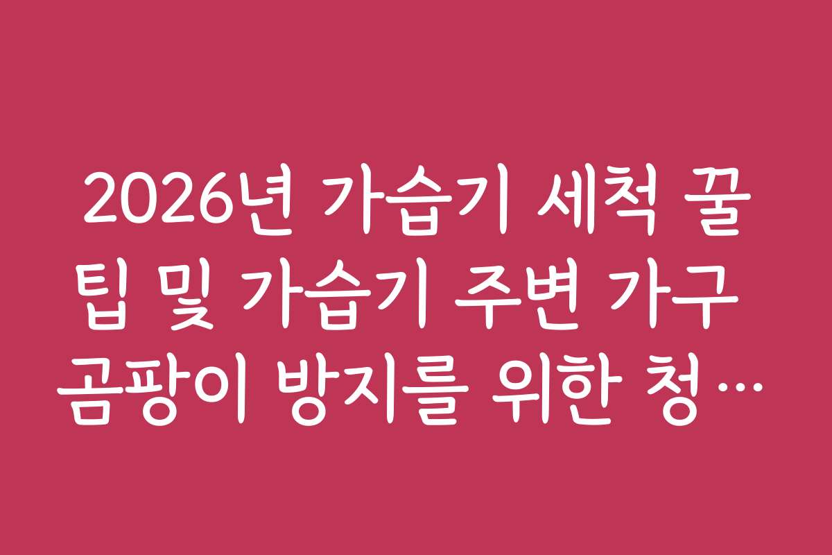 2026년 가습기 세척 꿀팁 및 가습기 주변 가구 곰팡이 방지를 위한 청소 팁
