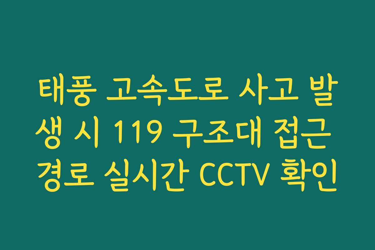 태풍 고속도로 사고 발생 시 119 구조대 접근 경로 실시간 CCTV 확인