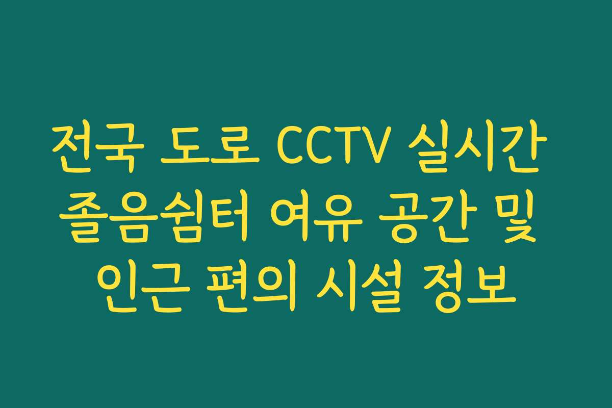 전국 도로 CCTV 실시간 졸음쉼터 여유 공간 및 인근 편의 시설 정보